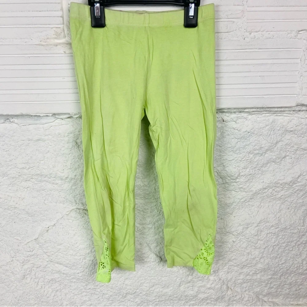 SO favorite Capri Lime Green Leggings with Lace Detail size 7